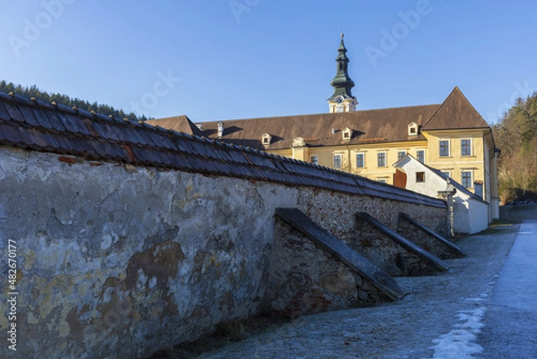 Fototapeta Old cistercian abbey in Steiermark, Austria, on sunny winter day