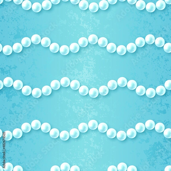 Obraz Mint pattern with wavy pearl necklace
