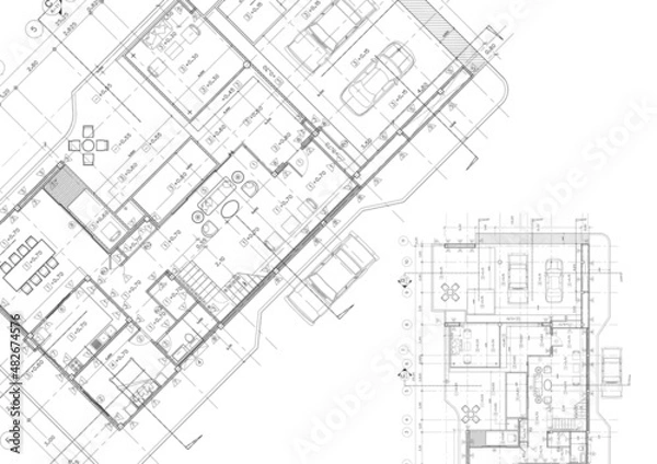 Obraz Write a blueprint architecture for building.