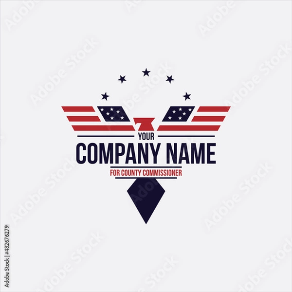 Fototapeta creative simple logo design american eagle flag