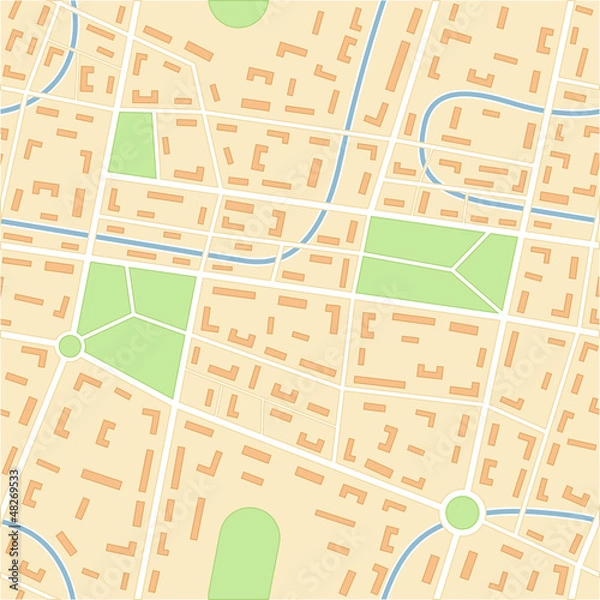Obraz City map - seamless vector wallpaper