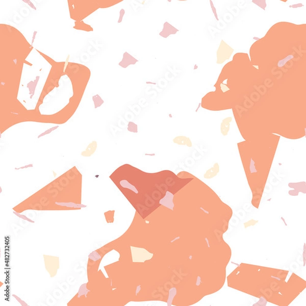 Fototapeta Terrazzo seamless pattern. Orange realistic