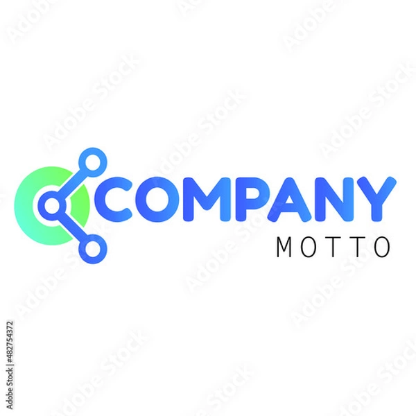 Fototapeta abstract logo design with C and O letter.minimalist,future,smooth gradient,modern style