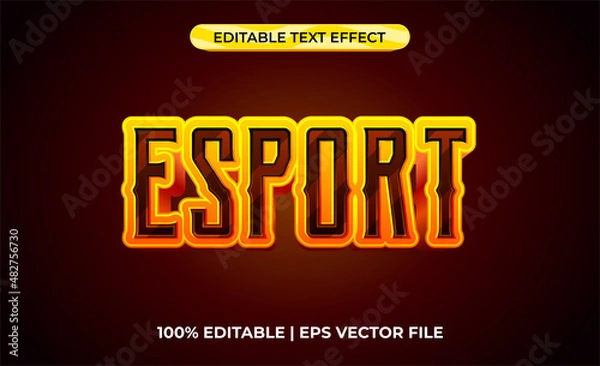 Fototapeta Esport 3d text effect with fire theme. typography template hot for name tag esport game.