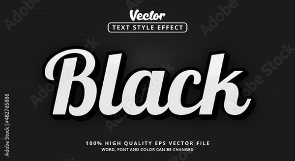 Fototapeta Editable text effects, Black text on metallic black and white nature color style