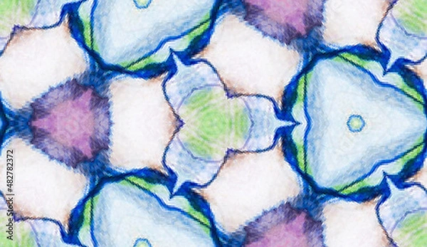 Fototapeta kaleidoscope,watercolor colorful seamless pattern for textiles and design ,pixel art