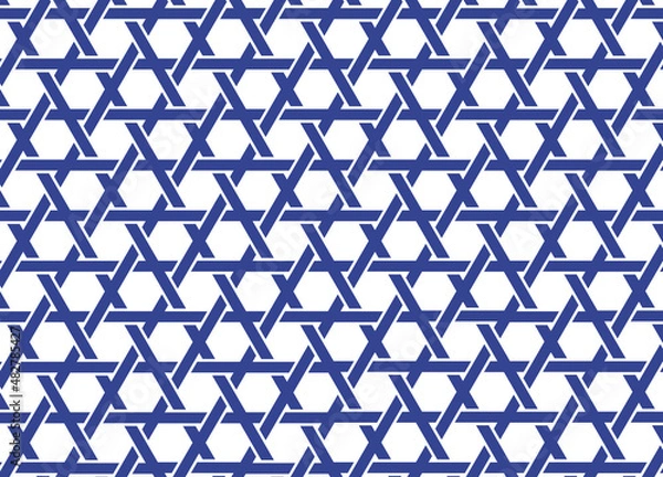 Fototapeta David star pattern. Blue geometric star pattern. vector jewish pattern. 