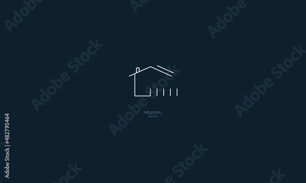 Fototapeta A line art icon logo of a house with fence.