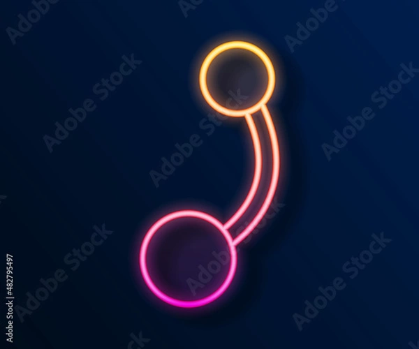 Fototapeta Glowing neon line Piercing icon isolated on black background. Vector
