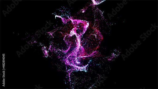 Obraz Illustration vector abstract wave motion pattern and dynamic mesh line on dark blue background.