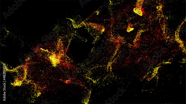 Fototapeta Illustration vector abstract wave motion pattern and dynamic mesh line on dark blue background.