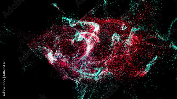 Obraz Illustration vector abstract wave motion pattern and dynamic mesh line on dark blue background.