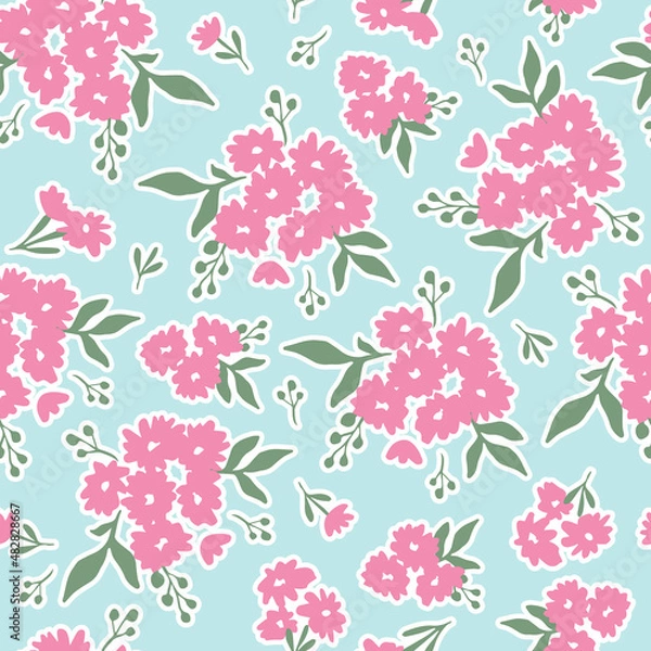 Obraz blue and pink textile pattern ditsy