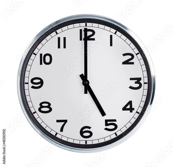 Obraz Five hours on the large wall clock
