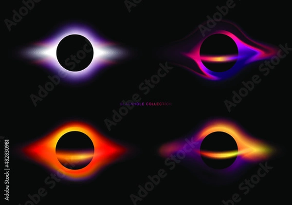 Obraz Black hole icon collection on deep black.
