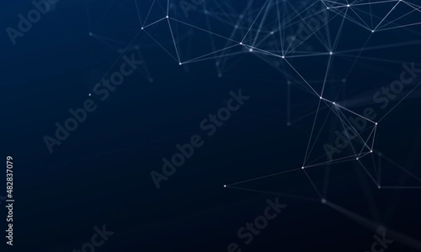 Fototapeta Plexus style background. High tech digital technology, global social media concept. Template for science and technology presentation. landing page