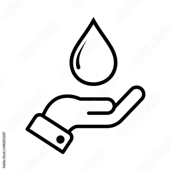 Fototapeta Open Hand With Droop Water Icon Vector.