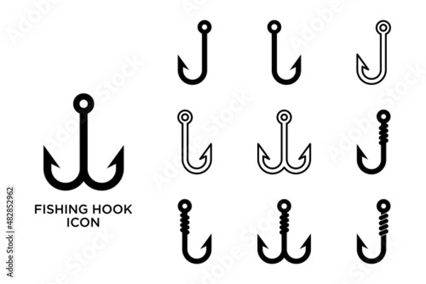 Fototapeta fishing hook icon set vector design template in white background