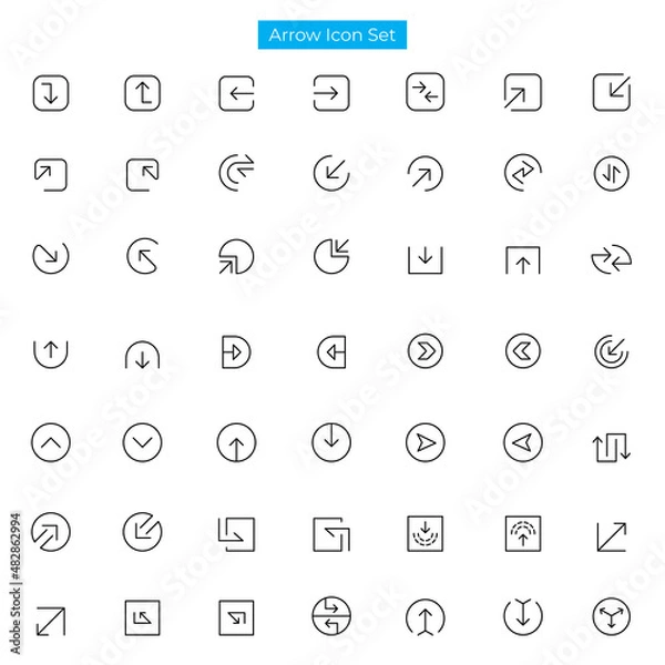 Fototapeta Outline Arrow icon vector set, 