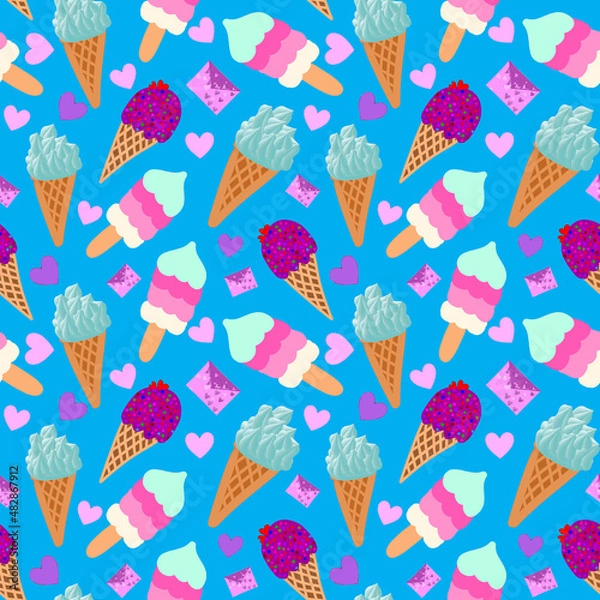 Obraz Seamless pattern with creamy ice cream