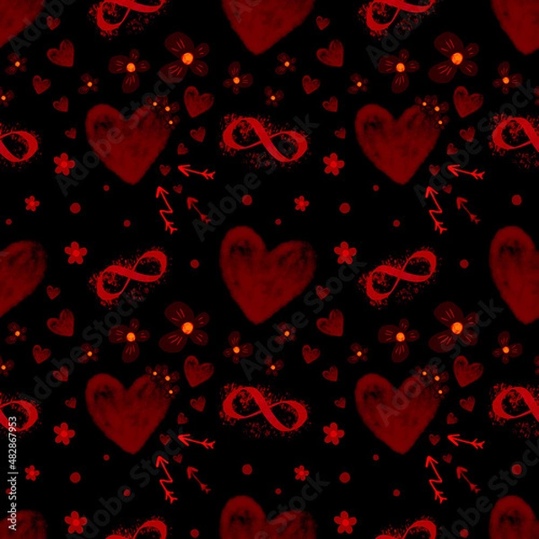 Obraz seamless pattern with red hearts
