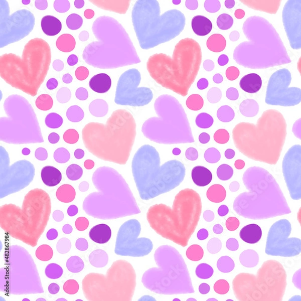 Fototapeta Seamless pattern with hearts for Valentine's Day