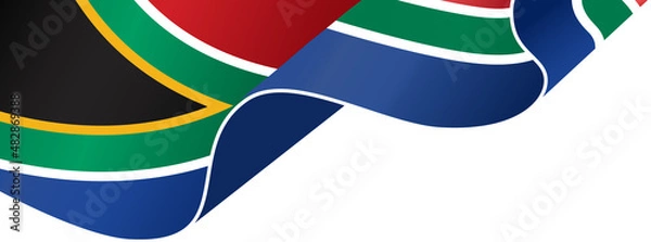 Fototapeta Corner waving South Africa  flag  isolated  on png or transparent background,Symbol of South Africa,template for banner,card,advertising ,promote,and business matching country poster, vector
