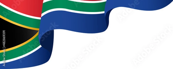 Fototapeta Corner waving South Africa  flag  isolated  on png or transparent background,Symbol of South Africa,template for banner,card,advertising ,promote,and business matching country poster, vector