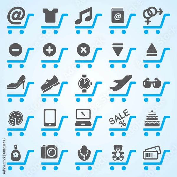Obraz Shopping and E-commerce Icons Set