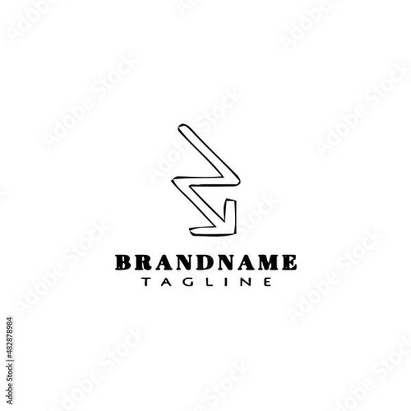 Fototapeta arrow down cartoon logo icon design template black isolated vector illustration