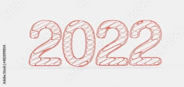 Fototapeta Typography design of 2022 with 3d style design