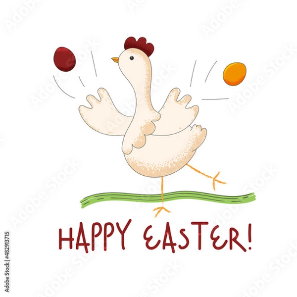 Obraz Chicken Happy Easter Eggs 