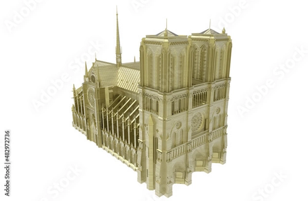 Obraz Notre Dame Cathedral Paris illustration image 3D