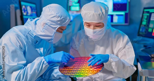 Fototapeta technician with wafer