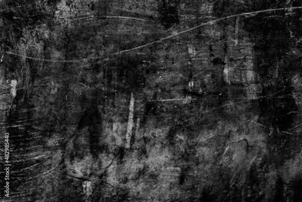 Fototapeta Old abandoned dark concrete floor surface with scratches and spots for texture background