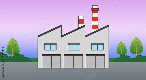 Fototapeta 煙突のある工場