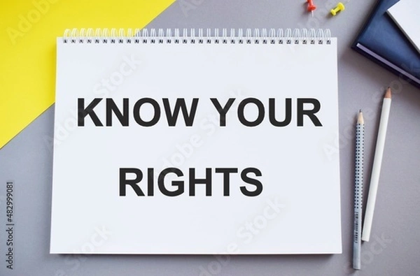 Obraz Know Your Rights text written in Notebook, business concept