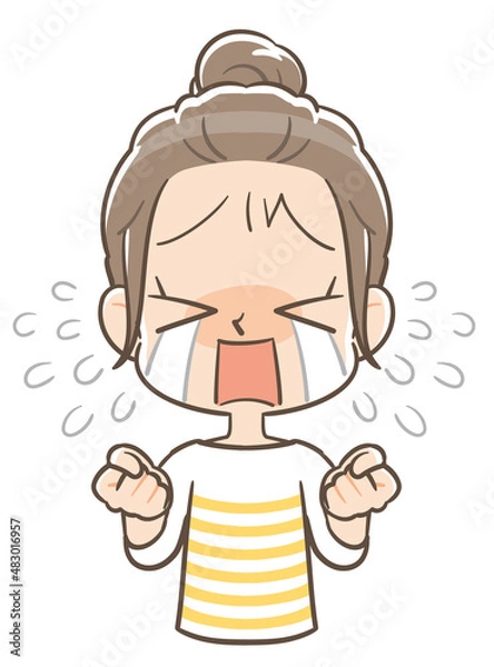 Obraz 大泣きする団子頭の女の子