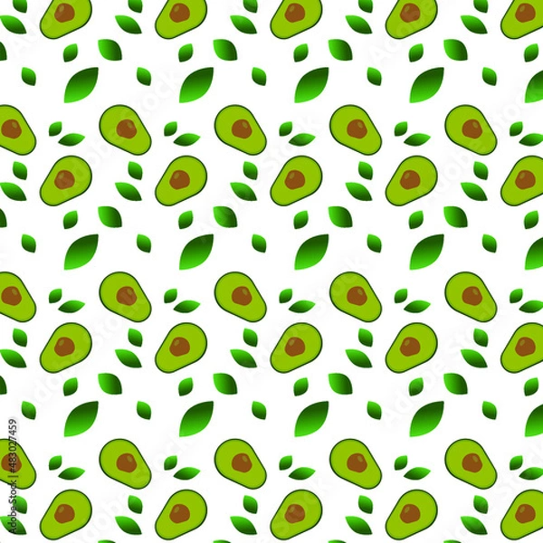 Fototapeta seamless pattern with avocado on white background 