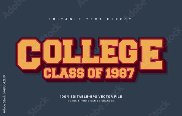 Fototapeta College editable text effect template