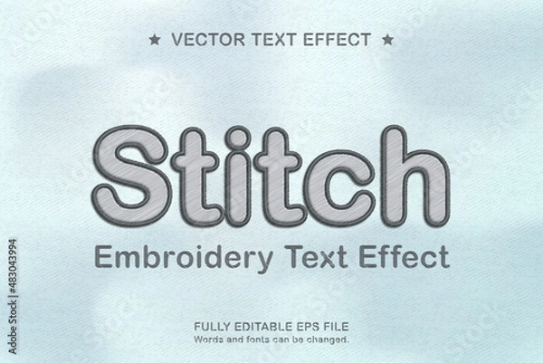 Fototapeta Realistic Embroidery Text Effect