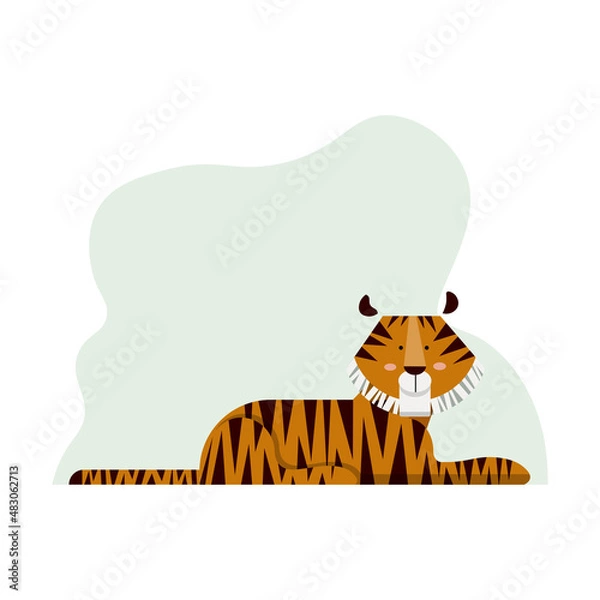 Obraz Vector elephant illustration in simple flat geometric style.