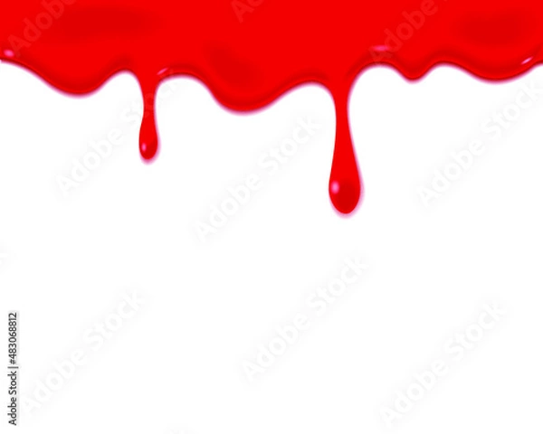 Fototapeta Red dripping slime pattern isolated on a blue background