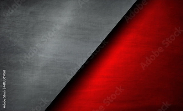Fototapeta silver and red metal background for industial design and composition in technology style. Abstract steel teplate with space for text or image