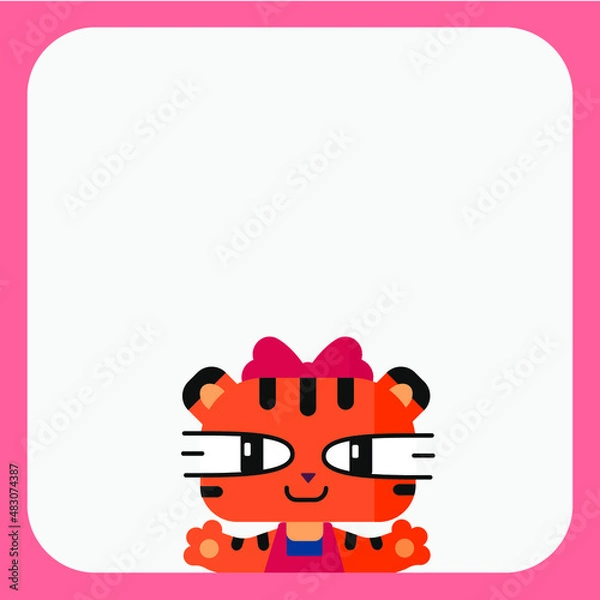 Obraz tiger cub happy frame pink