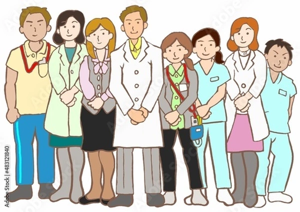 Obraz 精神科チーム医療　医師・看護師・精神保健福祉士・作業療法士・薬剤師・臨床心理士・医事課