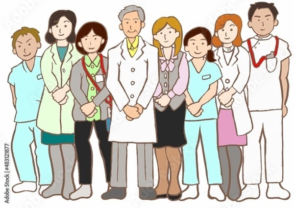 Obraz 精神科チーム医療　医師・看護師・精神保健福祉士・作業療法士・薬剤師・臨床心理士・医事課