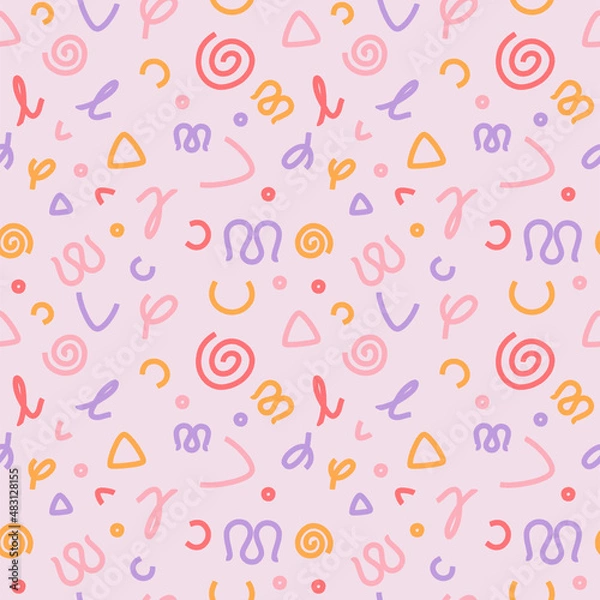 Fototapeta Seamless pattern in pastel colors using simple shapes and lines. Wallpapers, textiles, background for the site