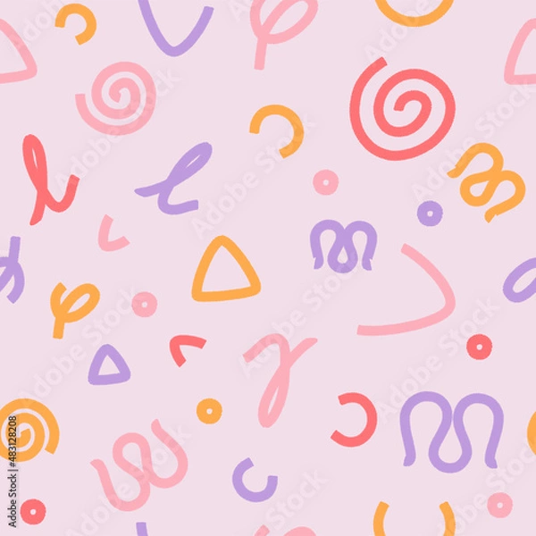 Fototapeta Seamless pattern in pastel colors using simple shapes and lines. Wallpapers, textiles, background for the site