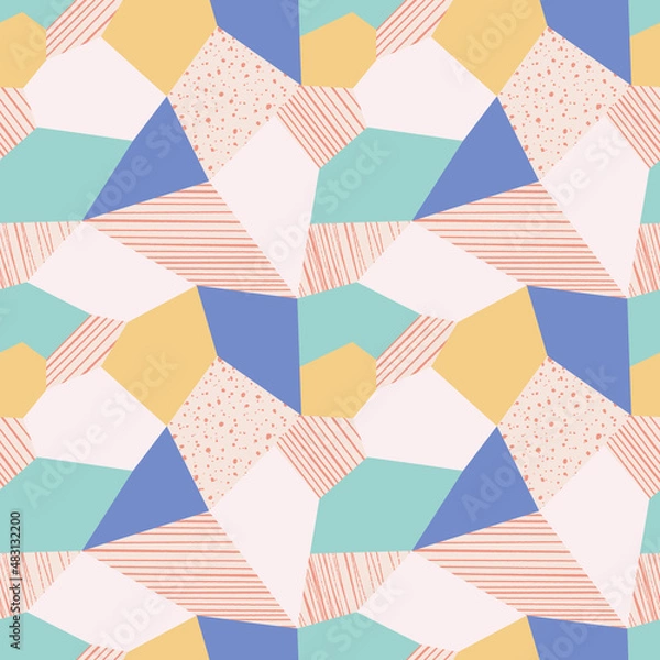 Obraz Patch seamless pattern, vector background with abstract shapes. Can be used for wallpapers, surface textures, pattern fills